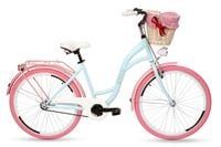 Damski rower miejski Goetze Style 26 + kosz / Błękitno-różowy
