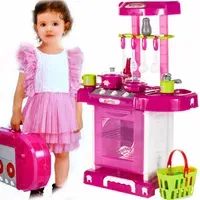 Kuchnia dla dzieci z  piekarnikiem i akcesoriami w walizce Różowa