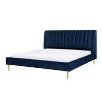 Łóżko welurowe 180 x 200 cm niebieskie MARVILLE