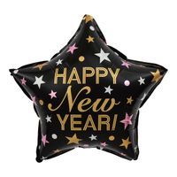 Balon foliowy gwiazda Happy New Year czarny sylwester 45 cm