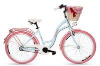 Damski rower miejski Goetze Style 26 3b + kosz / Błękitno-różowy