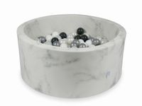 Suchy basen 90x40 marmur z piłeczkami 300szt (białe, perłowe, srebrne, grafitowe)