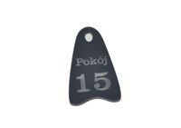 Breloki do kluczy z plexi grawer 50 szt. k.szary 3,5x6 cm
