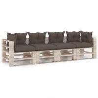 Ogrodowa sofa 4-osobowa z palet, z poduszkami, drewno sosnowe