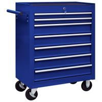 Warsztatowy wózek narzędziowy z 7 szufladami, niebieski