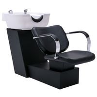 Myjnia fryzjerska, fotel z umywalką, czarno-biała, 137x59x82 cm