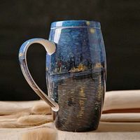 Kubek Ceramiczny - Z Pokrywką - DUŻY - Idealny Do Pracy - Na Prezent - Dla NIEJ I Dla NIEGO Niebieski 750ml