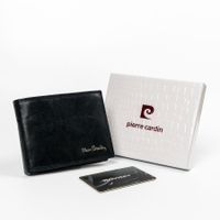 Poręczny, składany portfel męski ze skóry naturalnej, RFID — Pierre Cardin