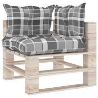 Sofa narożna z palet, z poduszkami, drewno sosnowe