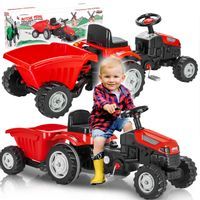 Duży Traktor Jeździk Z Przyczepką Traktorek Pedały XXL Czerwony