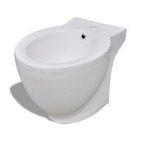 Zaokrąglony bidet stojący z ceramiki, biały