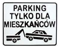 Parking dla mieszkańców - Tablica tłoczona - AL 3D , 29 x 23