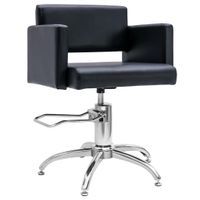 Krzesło do salonu fryzjerskiego, czarne, obite sztuczną skórą