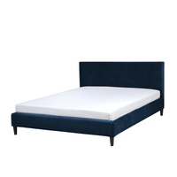 Łóżko welurowe 160 x 200 cm niebieskie FITOU