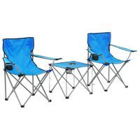 Stolik i krzesła turystyczne, 3 elementy, niebieskie