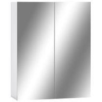 Szafka łazienkowa z lustrem, biała, 60x15x75 cm, MDF