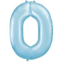 Balon foliowy "Cyfra 0", błękitny, PartyDeco, 34", DGT