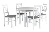 Stół okrągły 4 krzesła tapicerka białe OKAZJA nowe
