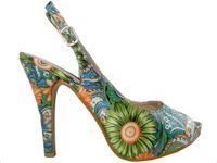 Kolorowe sandałki na szpilce i platformie buty w kwiaty 40
