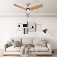 Emaga Wentylator sufitowy z lampą i pilotem, 108 cm, jasnobrązowy