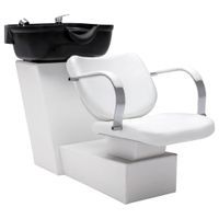 Myjnia fryzjerska, fotel z umywalką, biało-czarna, 137x59x82 cm
