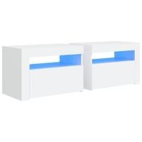 Szafki nocne z LED, 2 szt., białe, 60x35x40 cm