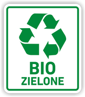 BIO ZIELONE - Naklejka na kosz segregacja śmieci odpadów 15 cm