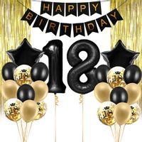 Zestaw balonowy na 18 urodziny czarno złoty