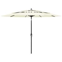 Emaga 3-poziomowy parasol na aluminiowym słupku, piaskowy, 3 m