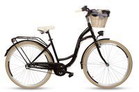 Damski rower miejski Goetze Style 28 3b + kosz / Czarno-kremowy