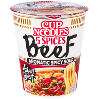Original Nissin Cup Noodles, zupa instant z wołowiną 5 smaków, pikantna 64g - Nissin