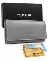 Klasyczny skórzany portfel damski w orientacji poziomej — Cavaldi
