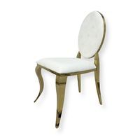 Krzesło Ludwik II Gold glamour White białe złote pikowane guzikami