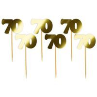 Pikery "70 Urodziny Classic", złote metalik, 6 szt