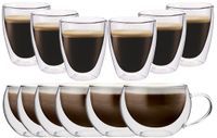 Szklanki z Podwójną Ścianką Kawy Herbaty Cappucino i Coffee 12 sztuk