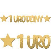 Baner na roczek 1 Urodziny gwiazdki złoty