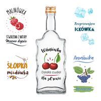 5x Butelka FALA 500 ML na nalewki wino sok z NADRUKIEM i zakrętkami