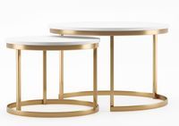 Glamour okrągły stolik złoty kawowy 2w1 PM3 loft INDUSTRIAL