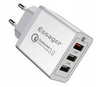 Ładowarka sieciowa 3xUSB Essager 30W 2.4A+ QC 3.0 biała