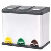 Kosz do segregacji śmieci z pedałami, stal nierdzewna, 3 x 8 L