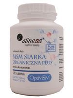 MSM siarka organiczna plus OptiMSM 750mg 180 tabletek Aliness