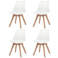 Krzesła Do Jadalni, 4 Szt., Sztuczna Skóra, Lite Drewno, Białe