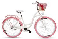 Damski rower miejski Goetze Style 28 + kosz / Biało-różowy