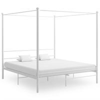 Rama łóżka z baldachimem, biała, metalowa, 200 x 200 cm Lumarko!