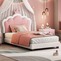 Tapicerowane łóżko dziecięce różowe do sypialni jednoosobowe