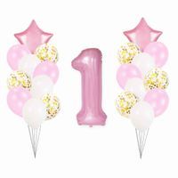 Zestaw balonów na roczek różowy pierwsze 1 urodziny
