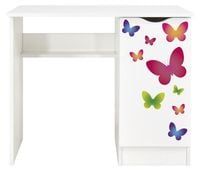 Białe biurko z szafką - kolorowe motyle