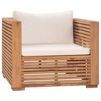 Fotel ogrodowy z kremowymi poduszkami, lite drewno tekowe