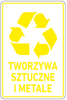 TWORZYWA SZTUCZNE - Naklejka na kosz segregacja śmieci odpadów 30 cm