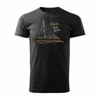 Koszulka żeglarska dla żeglarza z jachtem żaglówką męska czarna REGULAR S